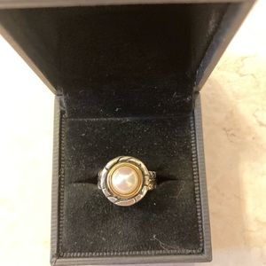 John Atencio sterling silver and 18k gold pearl ring in a size 4.